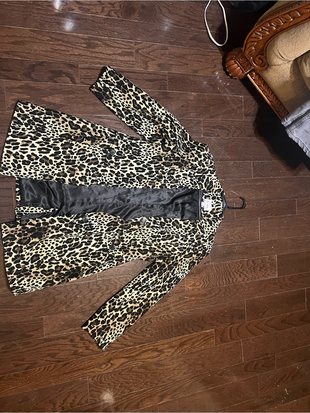 Linea by Louis Dell'Olio Leopard Print Trench Coat - Tan/Black